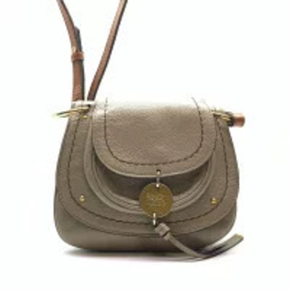 Chloe Susie Saddle Bag Shoulder Crossbody Pouch Clutch Greige Gray Magnetic